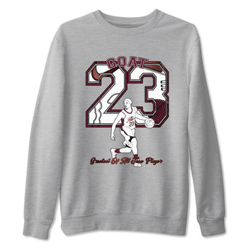 AJ1 High '85 Metallic Burgundy shirts to match jordans Goat Player sneaker match tees 1s High '85 Metallic Burgundy SNRT Sneaker Tees streetwear brand Heather Grey 2 unisex cotton tee