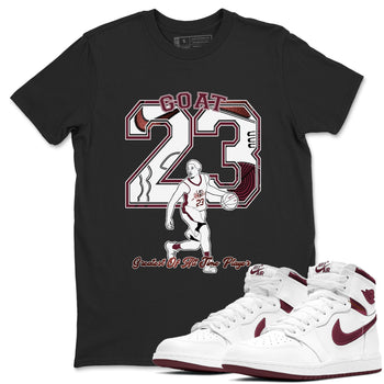 AJ1 High '85 Metallic Burgundy shirts to match jordans Goat Player sneaker match tees 1s High '85 Metallic Burgundy SNRT Sneaker Tees streetwear brand Black 1 unisex cotton tee