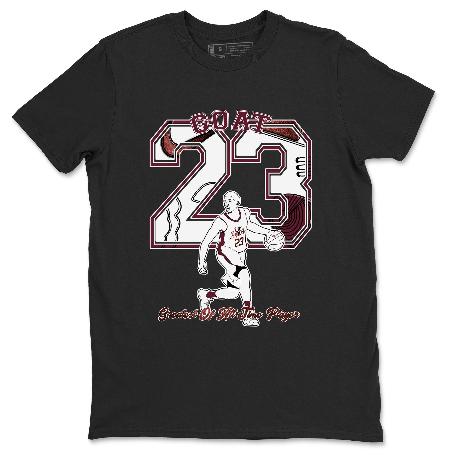 AJ1 High '85 Metallic Burgundy shirts to match jordans Goat Player sneaker match tees 1s High '85 Metallic Burgundy SNRT Sneaker Tees streetwear brand Black 2 unisex cotton tee