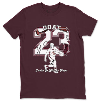 AJ1 High '85 Metallic Burgundy shirts to match jordans Goat Player sneaker match tees 1s High '85 Metallic Burgundy SNRT Sneaker Tees streetwear brand Maroon 2 unisex cotton tee