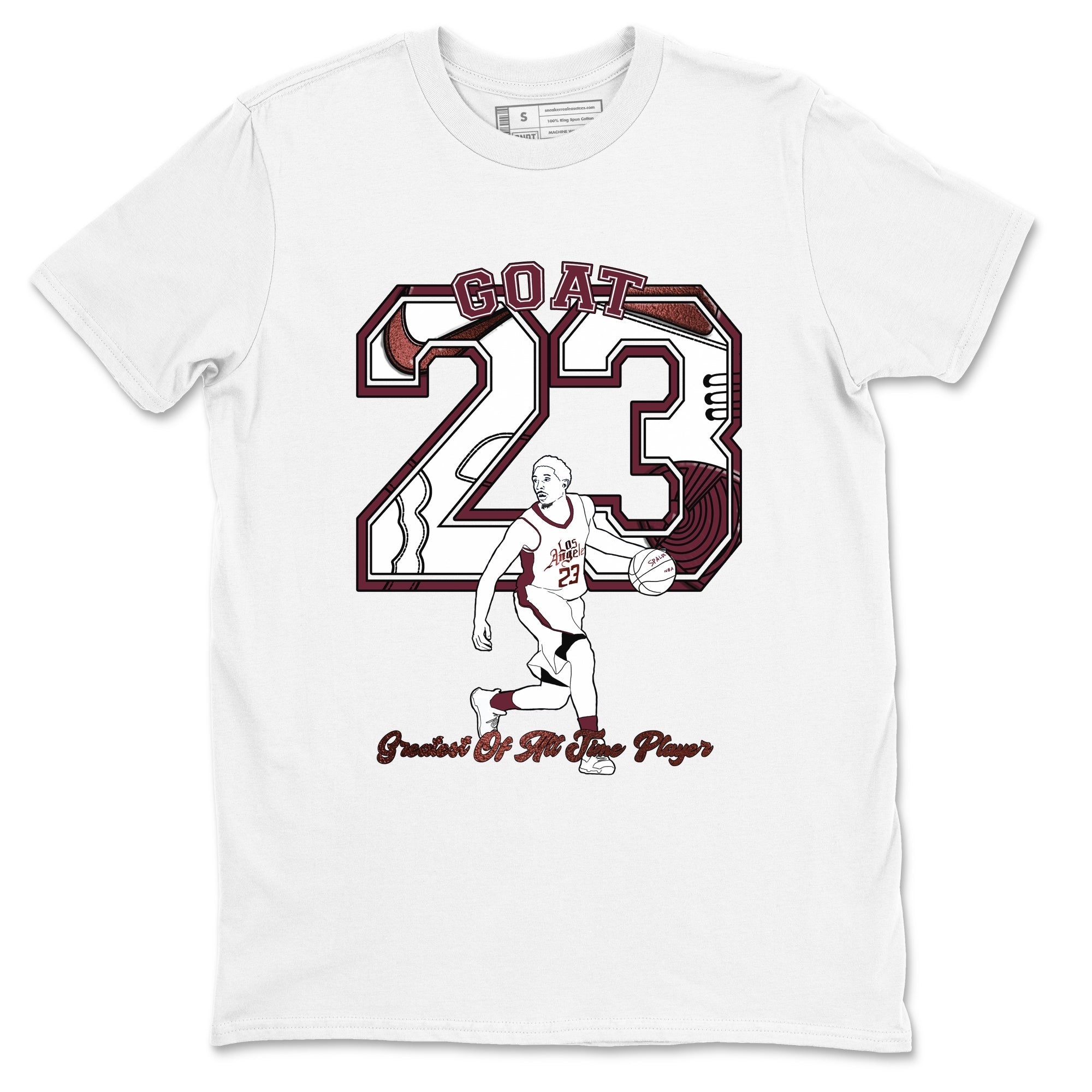 AJ1 High '85 Metallic Burgundy shirts to match jordans Goat Player sneaker match tees 1s High '85 Metallic Burgundy SNRT Sneaker Tees streetwear brand White 2 unisex cotton tee