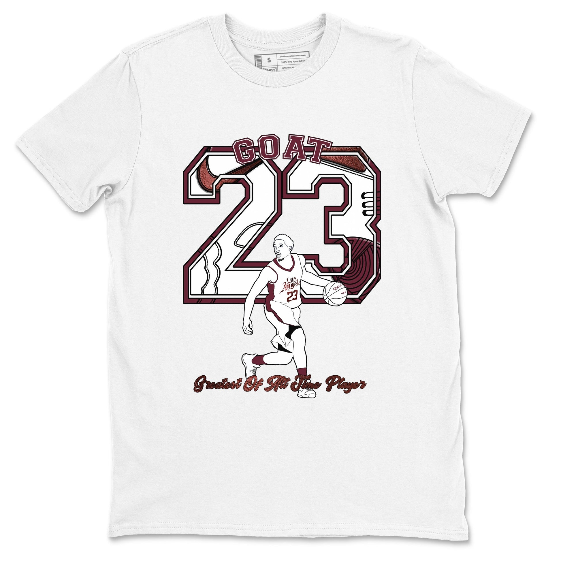 AJ1 High '85 Metallic Burgundy shirts to match jordans Goat Player sneaker match tees 1s High '85 Metallic Burgundy SNRT Sneaker Tees streetwear brand White 2 unisex cotton tee