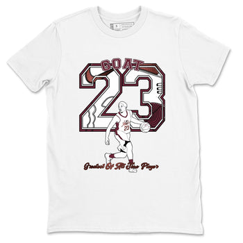 AJ1 High '85 Metallic Burgundy shirts to match jordans Goat Player sneaker match tees 1s High '85 Metallic Burgundy SNRT Sneaker Tees streetwear brand White 2 unisex cotton tee