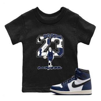 1s Midnight Navy shirts to match jordans Goat Player sneaker match tees Air Jordan 1 Midnight Navy match shoes to clothes SNRT Sneaker Tees Youth Baby Black 1 tee