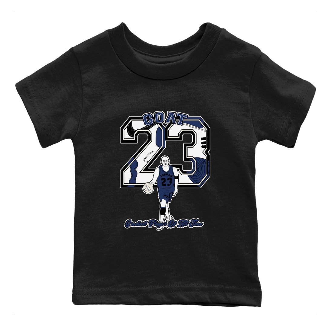 1s Midnight Navy shirts to match jordans Goat Player sneaker match tees Air Jordan 1 Midnight Navy match shoes to clothes SNRT Sneaker Tees Youth Baby Black 2 tee