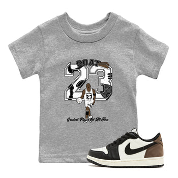 1s Mocha shirts to match jordans Goat Player sneaker match tees Air Jordan 1 Mocha SNRT Sneaker Release Tees Youth Baby Heather Grey 1 crew neck shirts