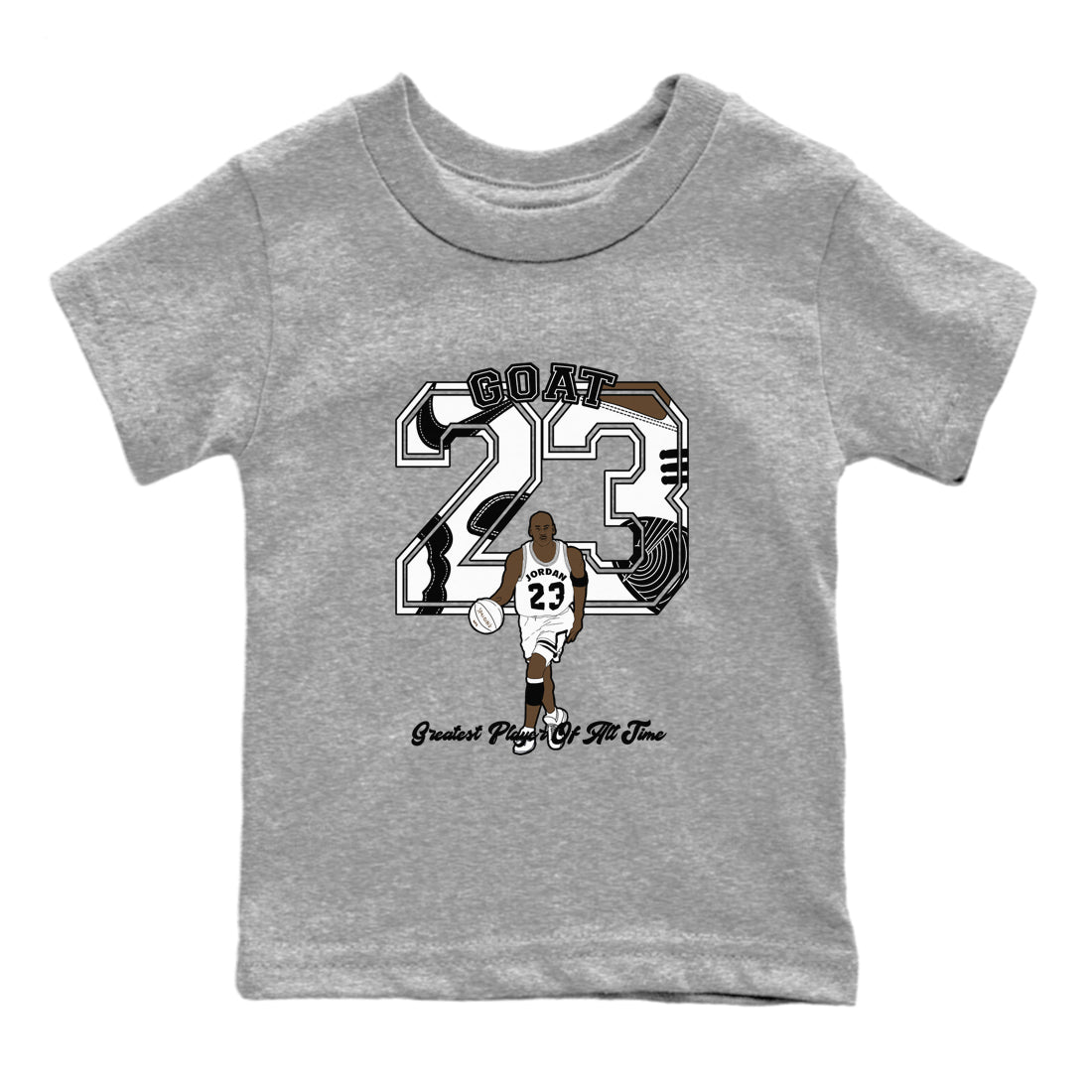 1s Mocha shirts to match jordans Goat Player sneaker match tees Air Jordan 1 Mocha SNRT Sneaker Release Tees Youth Baby Heather Grey 2 crew neck shirts