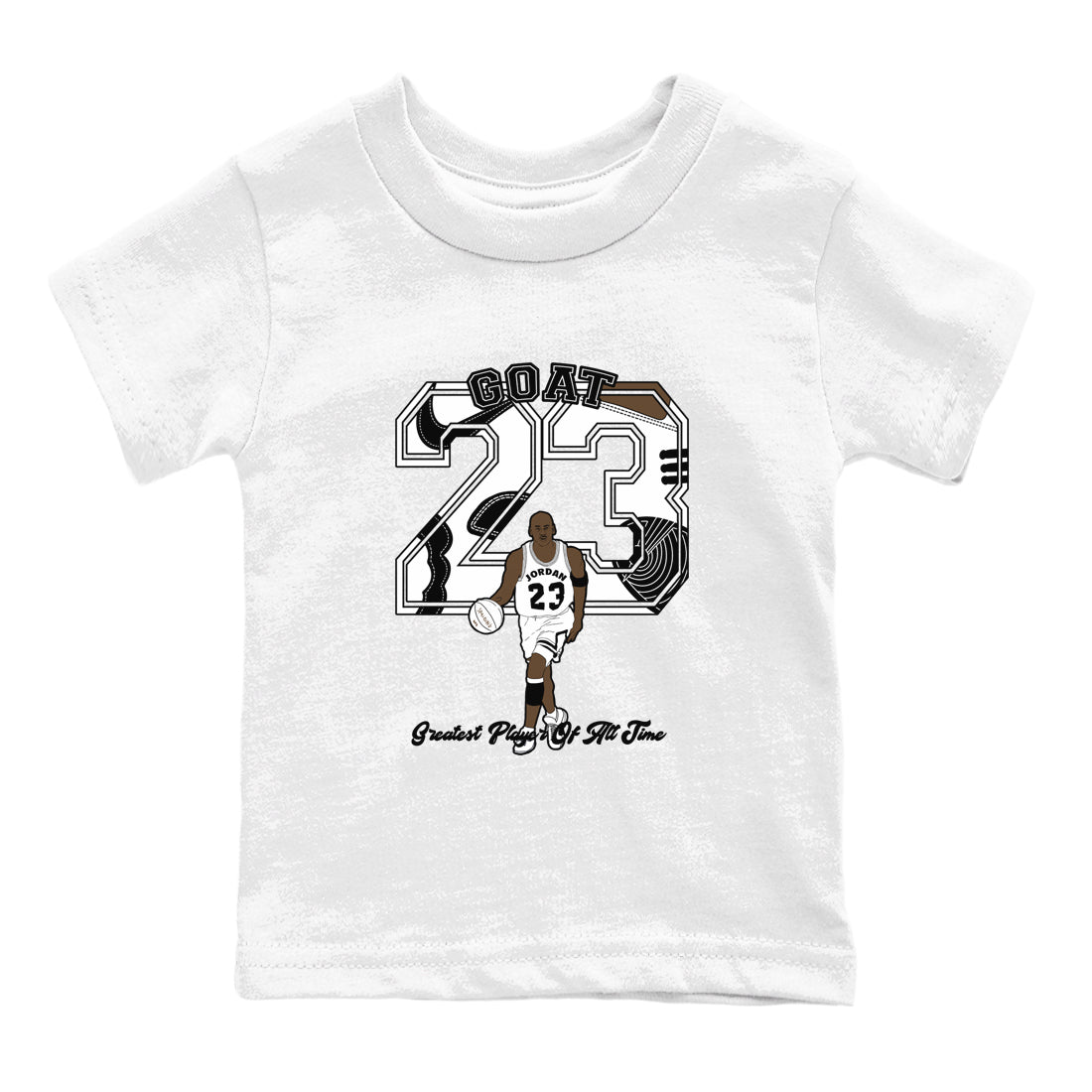 1s Mocha shirts to match jordans Goat Player sneaker match tees Air Jordan 1 Mocha SNRT Sneaker Release Tees Youth Baby White 2 crew neck shirts