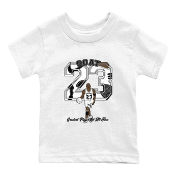 1s Mocha shirts to match jordans Goat Player sneaker match tees Air Jordan 1 Mocha SNRT Sneaker Release Tees Youth Baby White 2 crew neck shirts