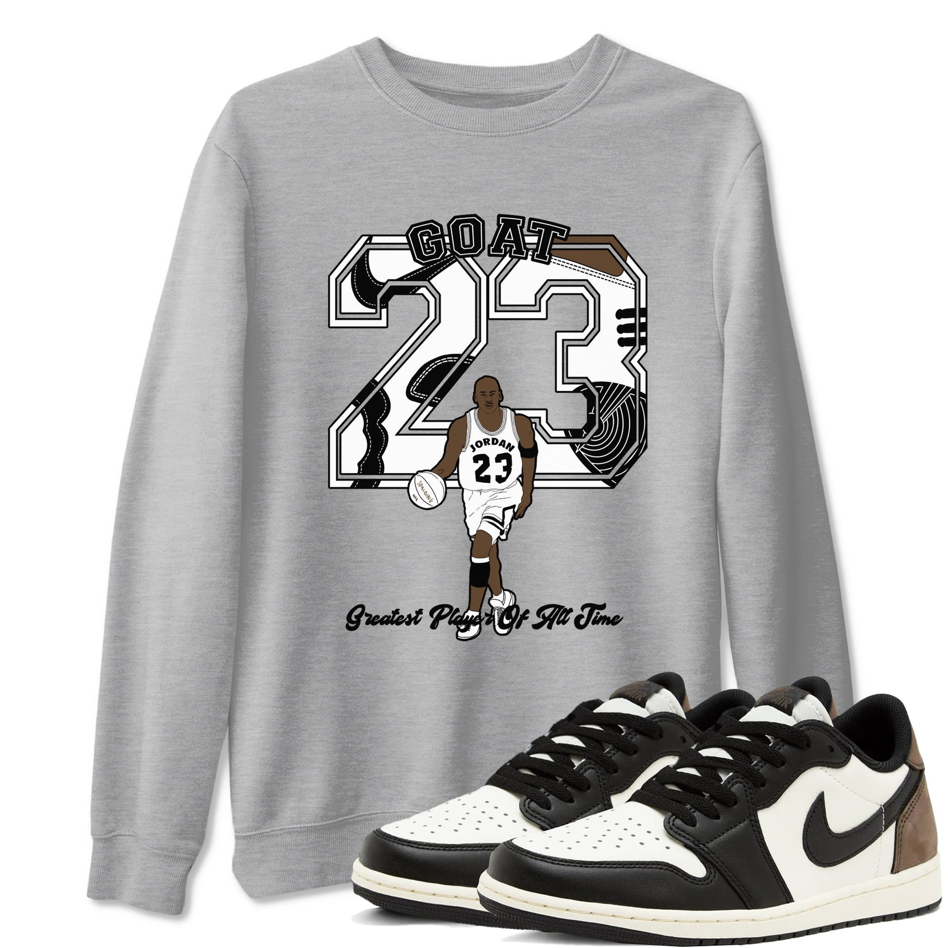 1s Mocha shirts to match jordans Goat Player sneaker match tees Air Jordan 1 Mocha SNRT Sneaker Release Tees unisex cotton Heather Grey 1 crew neck shirts