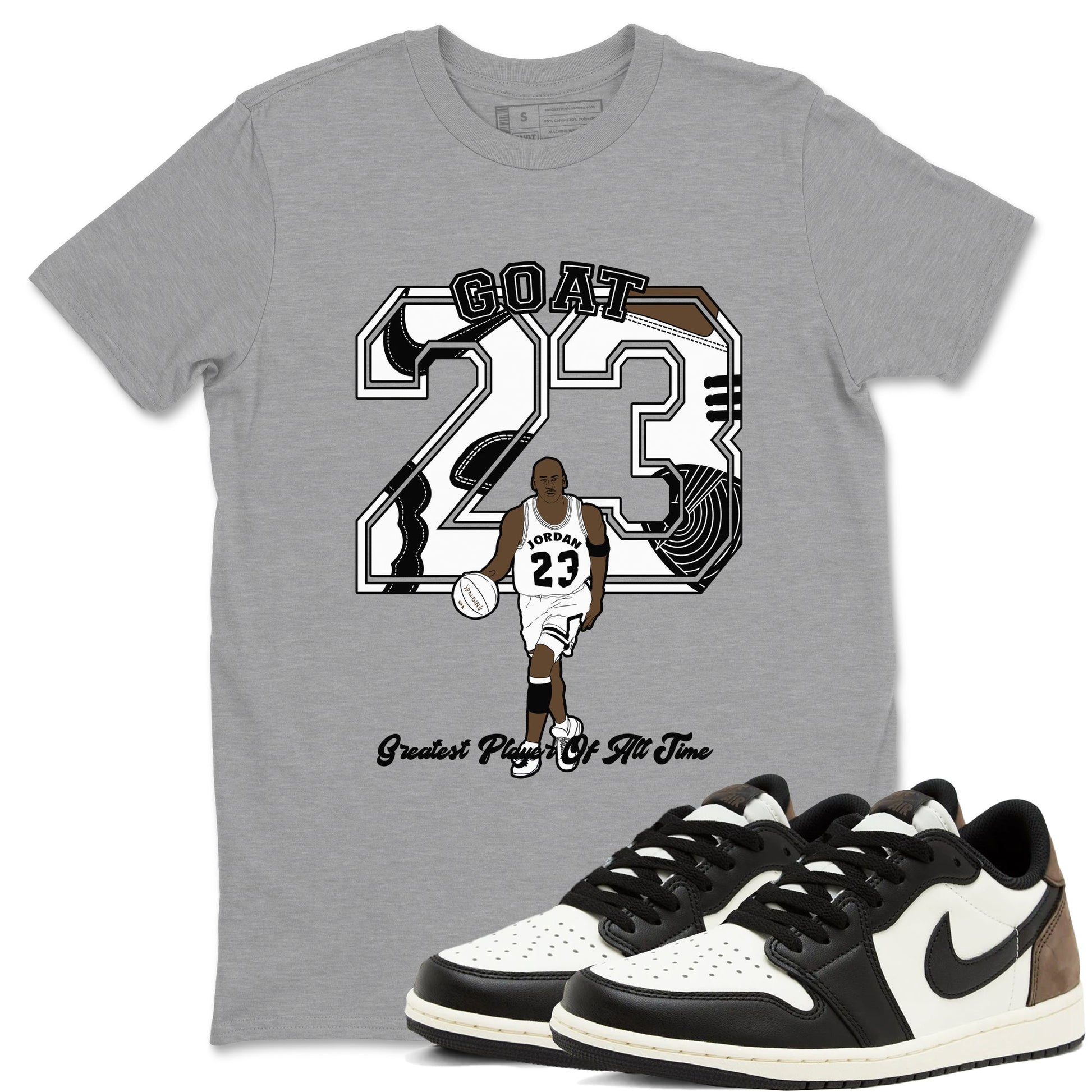 1s Mocha shirts to match jordans Goat Player sneaker match tees Air Jordan 1 Mocha SNRT Sneaker Release Tees unisex cotton Heather Grey 1 crew neck shirts