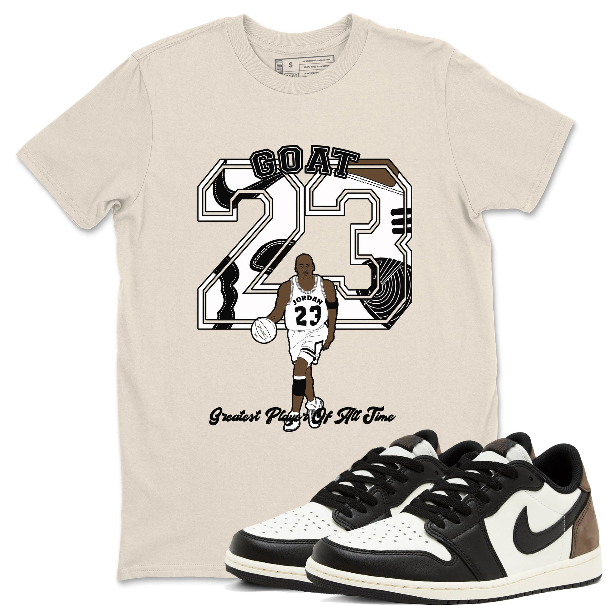 1s Mocha shirts to match jordans Goat Player sneaker match tees Air Jordan 1 Mocha SNRT Sneaker Release Tees unisex cotton Natural 1 crew neck shirts