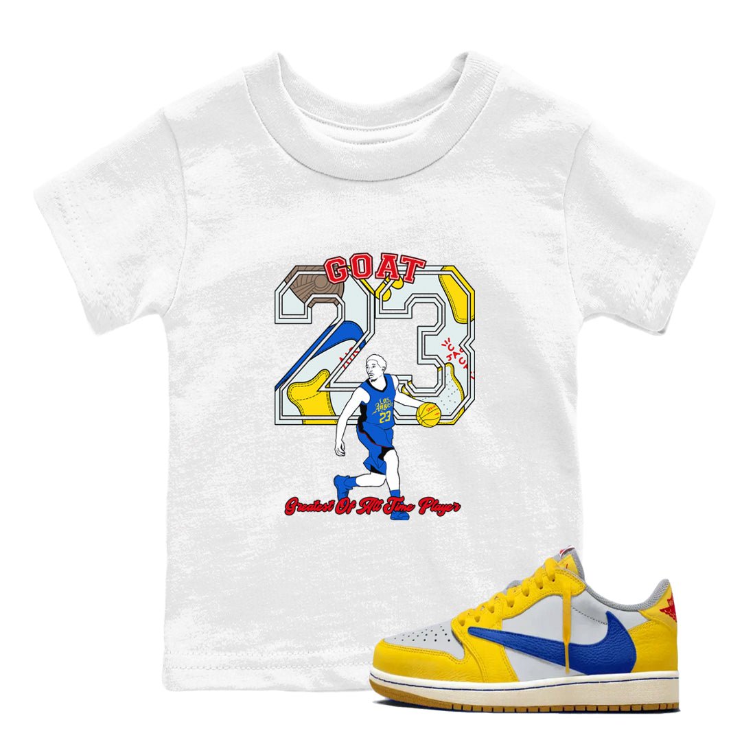 1s Travis Scott Canary shirt to match jordans Goat Player sneaker tees Air Jordan 1 Travis Scott Canary SNRT sneaker release tees baby toddler White 1 cotton Shirt