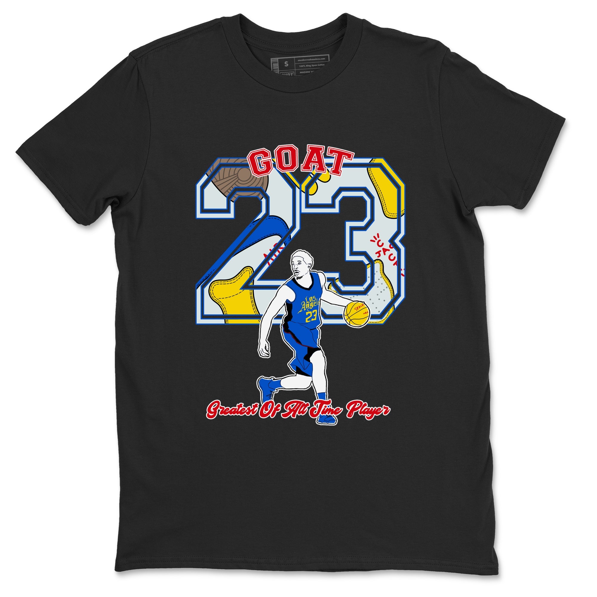 1s Travis Scott Canary shirt to match jordans Goat Player sneaker tees Air Jordan 1 Travis Scott Canary SNRT Sneaker Release Tees unisex cotton Black 2 crew neck shirt