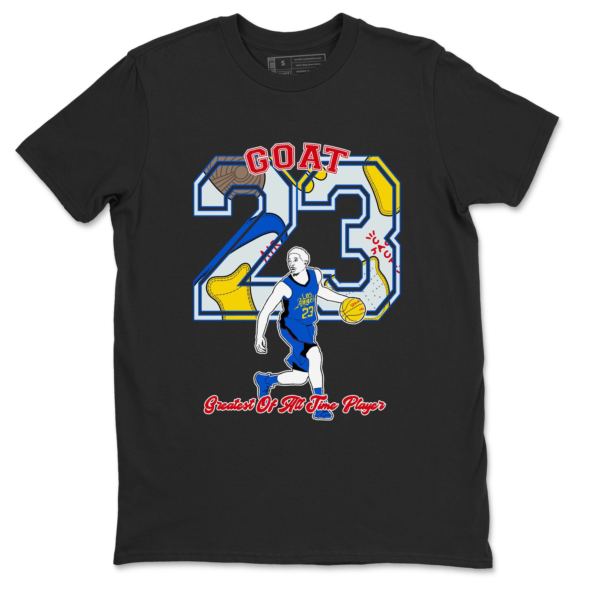 1s Travis Scott Canary shirt to match jordans Goat Player sneaker tees Air Jordan 1 Travis Scott Canary SNRT Sneaker Release Tees unisex cotton Black 2 crew neck shirt