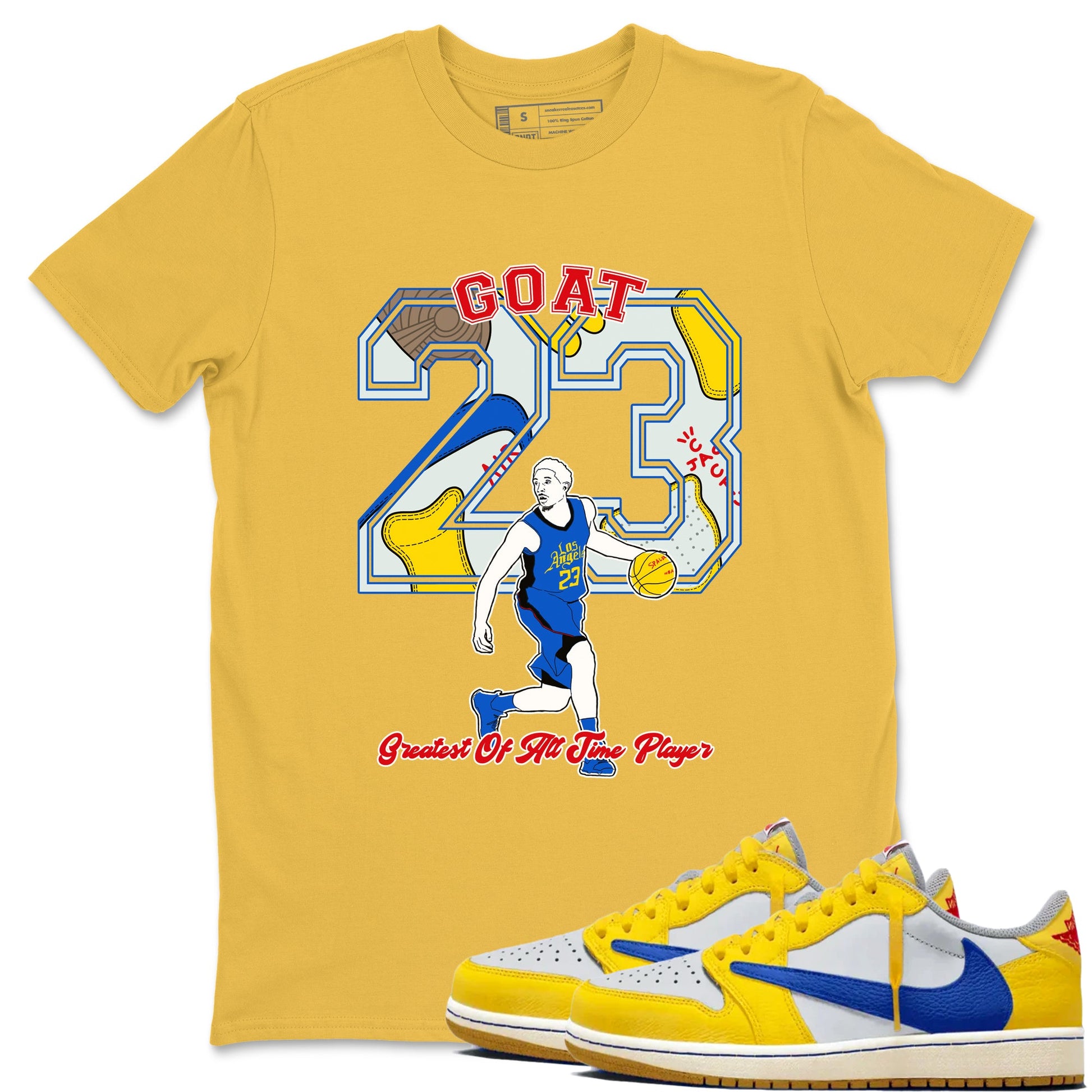 1s Travis Scott Canary shirt to match jordans Goat Player sneaker tees Air Jordan 1 Travis Scott Canary SNRT Sneaker Release Tees unisex cotton Daisy 1 crew neck shirt