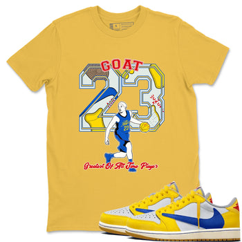 1s Travis Scott Canary shirt to match jordans Goat Player sneaker tees Air Jordan 1 Travis Scott Canary SNRT Sneaker Release Tees unisex cotton Daisy 1 crew neck shirt