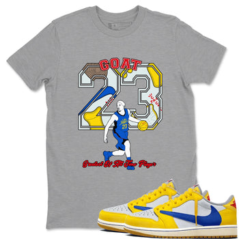 1s Travis Scott Canary shirt to match jordans Goat Player sneaker tees Air Jordan 1 Travis Scott Canary SNRT Sneaker Release Tees unisex cotton Heather Grey 1 crew neck shirt