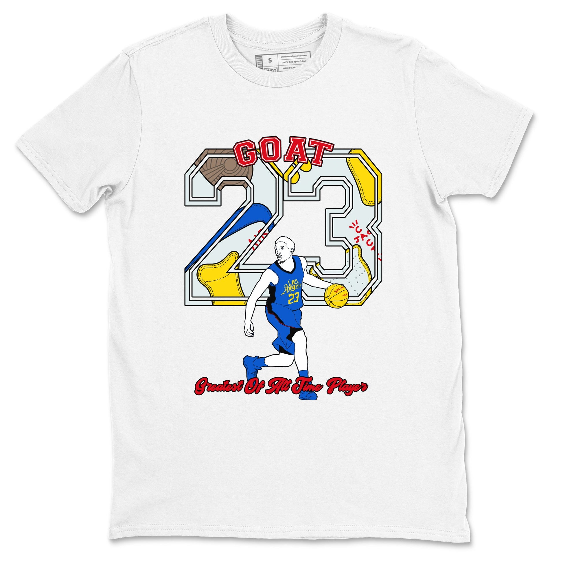 1s Travis Scott Canary shirt to match jordans Goat Player sneaker tees Air Jordan 1 Travis Scott Canary SNRT Sneaker Release Tees unisex cotton White 2 crew neck shirt