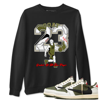 Jordan 1 Olive t shirts to match sneakers Goat Player sneaker match tees Air Jordan 1 Low x Travis Scott Reverse Olive tee SNRT Sneaker Tees unisex cotton Black 1 shirts