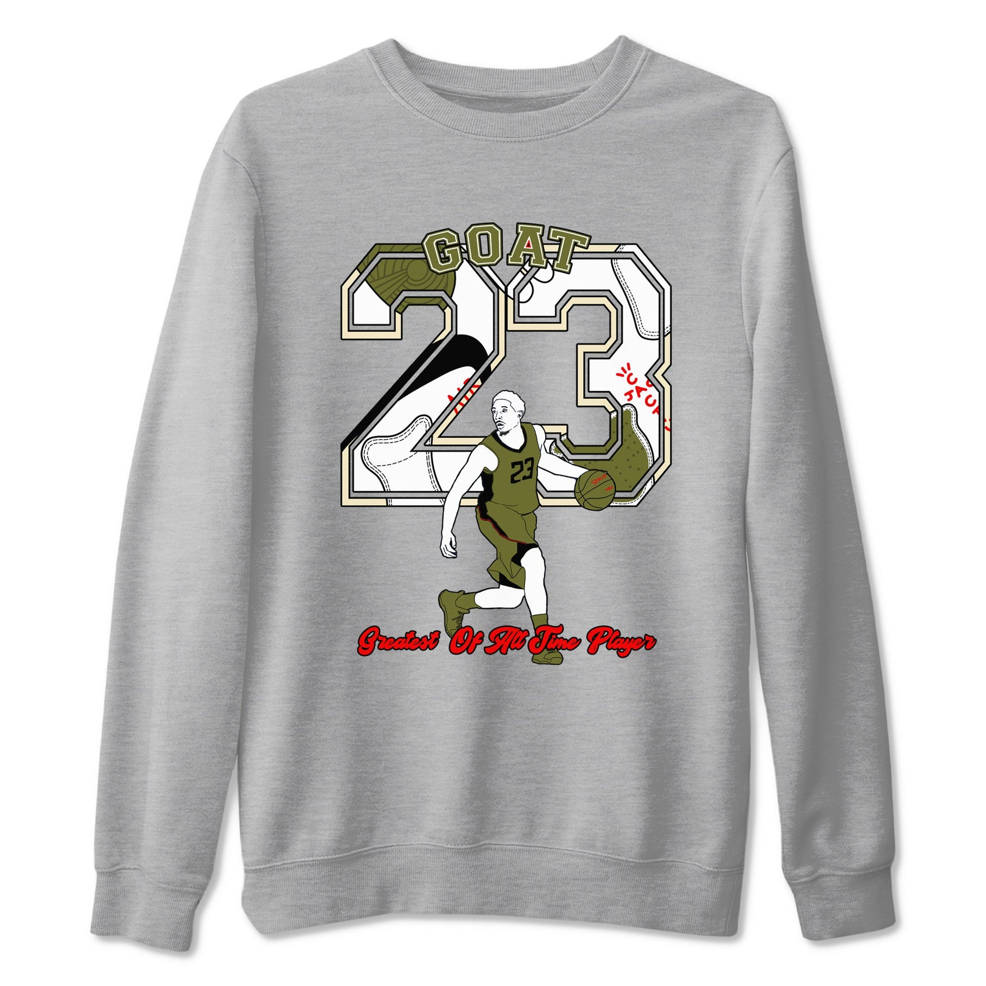 Jordan 1 Olive t shirts to match sneakers Goat Player sneaker match tees Air Jordan 1 Low x Travis Scott Reverse Olive tee SNRT Sneaker Tees unisex cotton Heather Grey 2 shirts