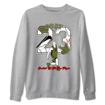 Jordan 1 Olive t shirts to match sneakers Goat Player sneaker match tees Air Jordan 1 Low x Travis Scott Reverse Olive tee SNRT Sneaker Tees unisex cotton Heather Grey 2 shirts