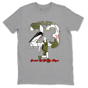 Jordan 1 Olive t shirts to match sneakers Goat Player sneaker match tees Air Jordan 1 Low x Travis Scott Reverse Olive tee SNRT Sneaker Tees unisex cotton Heather Grey 2 shirts