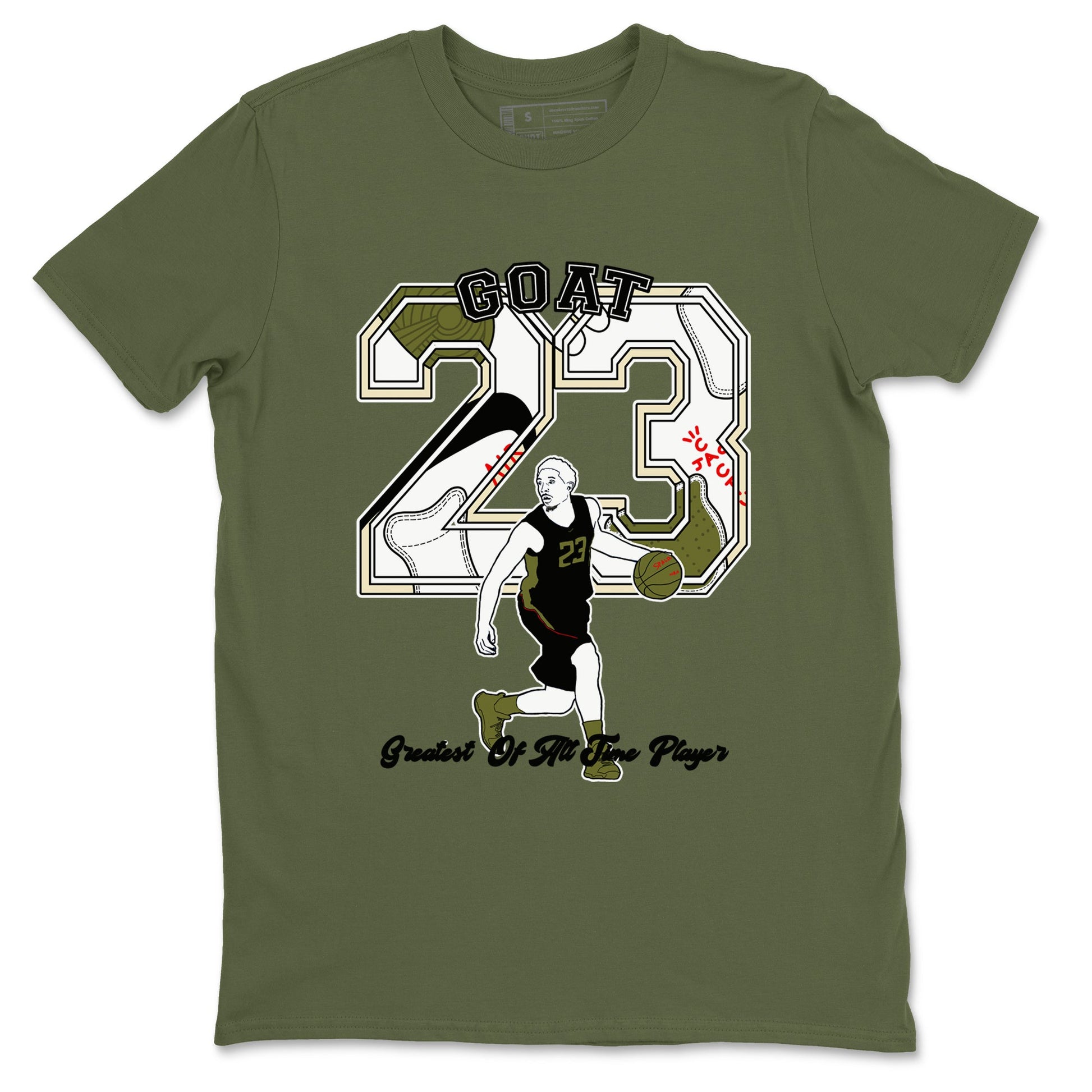 Jordan 1 Olive t shirts to match sneakers Goat Player sneaker match tees Air Jordan 1 Low x Travis Scott Reverse Olive tee SNRT Sneaker Tees unisex cotton Military Green 2 shirts