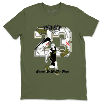 Jordan 1 Olive t shirts to match sneakers Goat Player sneaker match tees Air Jordan 1 Low x Travis Scott Reverse Olive tee SNRT Sneaker Tees unisex cotton Military Green 2 shirts