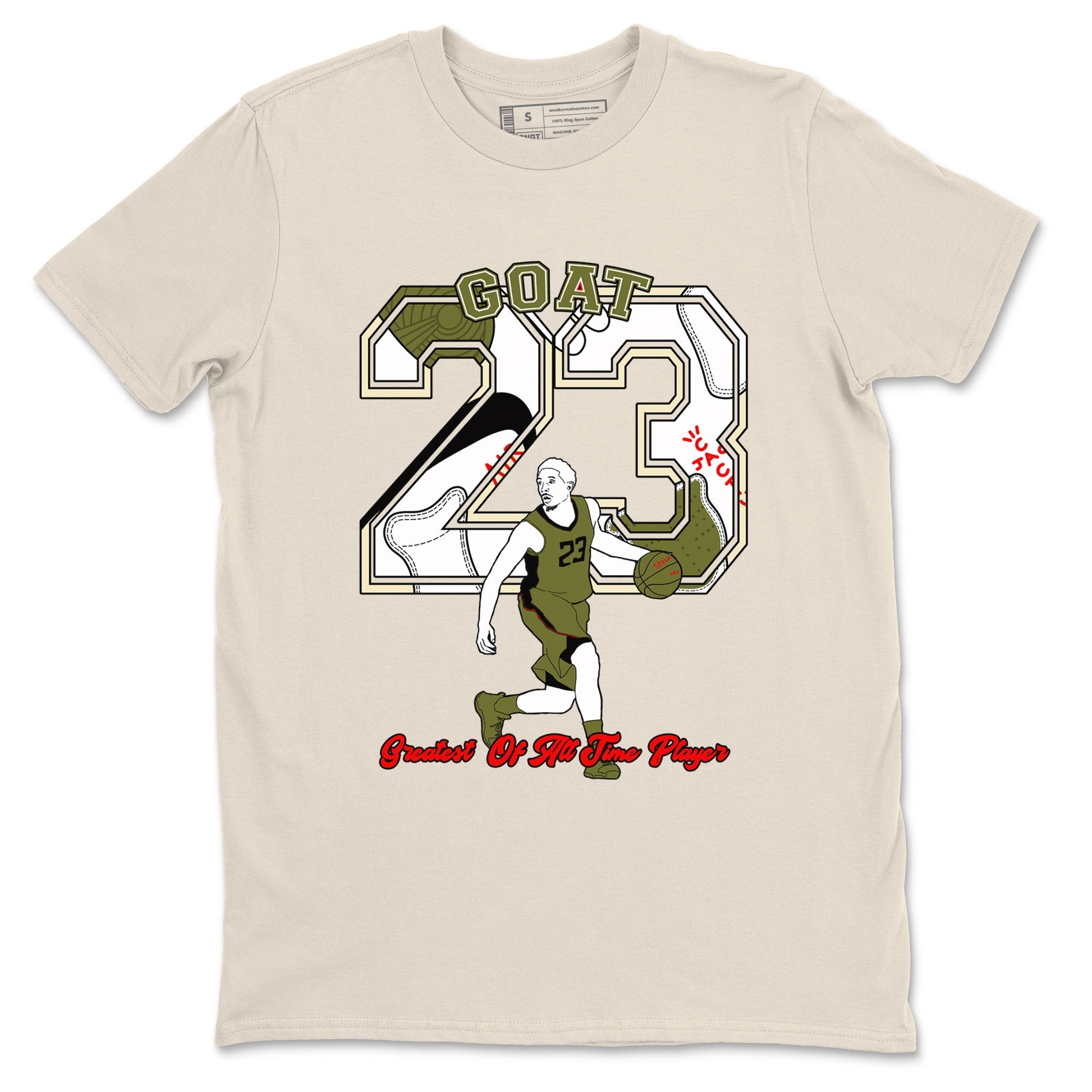 Jordan 1 Olive t shirts to match sneakers Goat Player sneaker match tees Air Jordan 1 Low x Travis Scott Reverse Olive tee SNRT Sneaker Tees unisex cotton Natural 2 shirts
