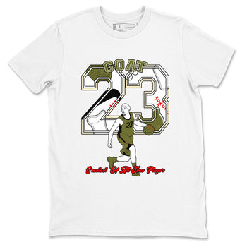 Jordan 1 Olive t shirts to match sneakers Goat Player sneaker match tees Air Jordan 1 Low x Travis Scott Reverse Olive tee SNRT Sneaker Tees unisex cotton White 2 shirts