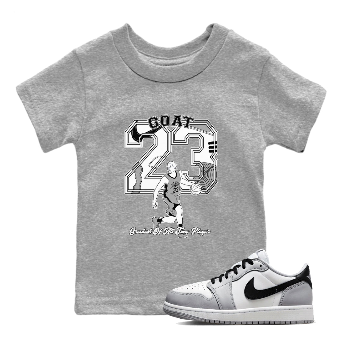 1s Wolf Grey shirts to match jordans Goat Player sneaker match tees Air Jordan 1 Wolf Grey SNRT Sneaker Tees streetwear brand Baby and Youth Heather Grey 1 cotton tee
