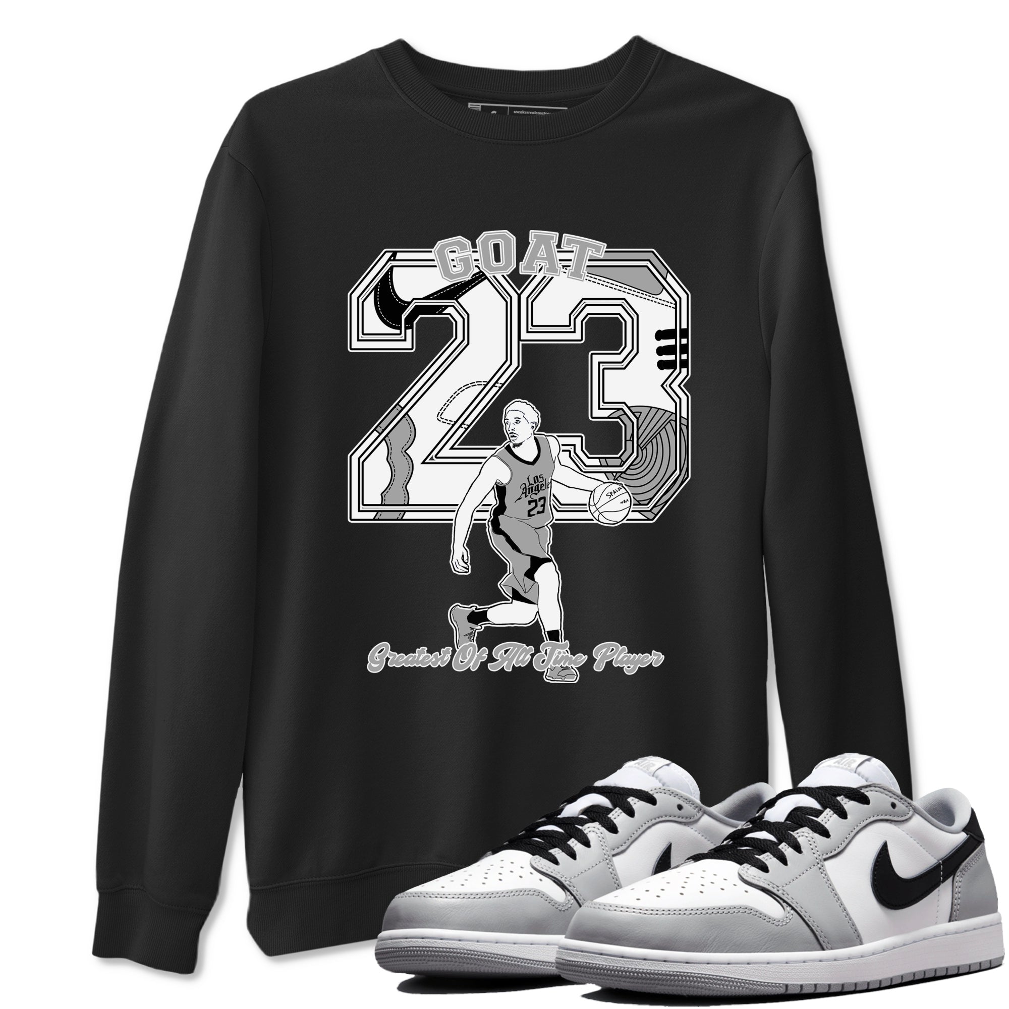 1s Wolf Grey shirts to match jordans Goat Player sneaker match tees Air Jordan 1 Wolf Grey SNRT Sneaker Tees streetwear brand Black 1 unisex cotton tee