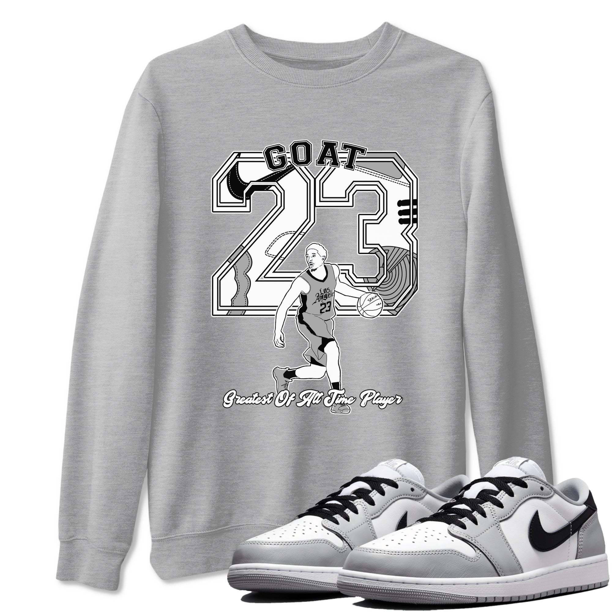 1s Wolf Grey shirts to match jordans Goat Player sneaker match tees Air Jordan 1 Wolf Grey SNRT Sneaker Tees streetwear brand Heather Grey 1 unisex cotton tee