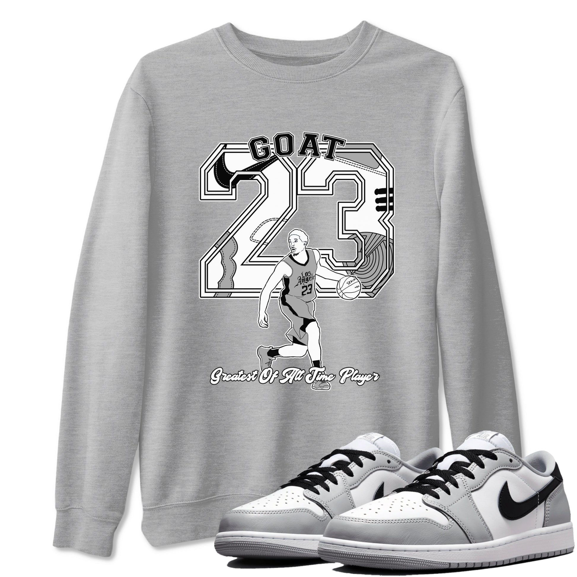 1s Wolf Grey shirts to match jordans Goat Player sneaker match tees Air Jordan 1 Wolf Grey SNRT Sneaker Tees streetwear brand Heather Grey 1 unisex cotton tee