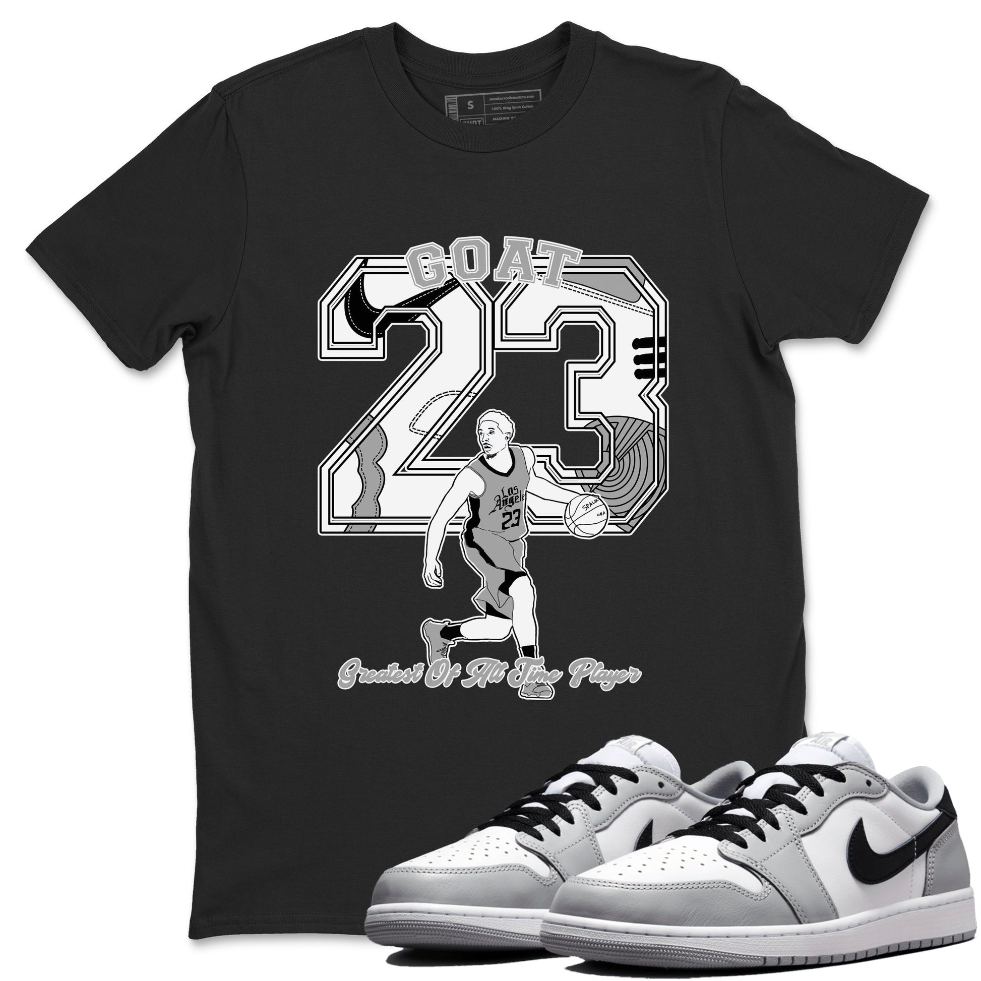 1s Wolf Grey shirts to match jordans Goat Player sneaker match tees Air Jordan 1 Wolf Grey SNRT Sneaker Tees streetwear brand Black 1 unisex cotton tee
