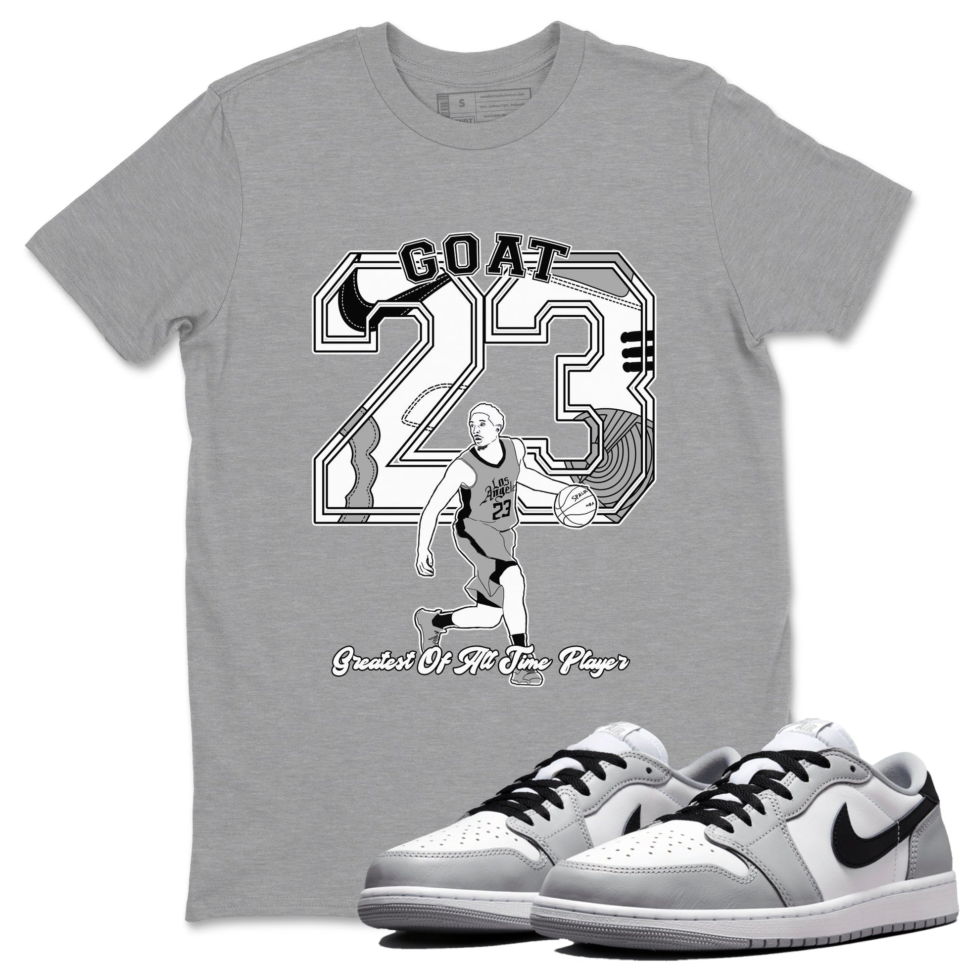 1s Wolf Grey shirts to match jordans Goat Player sneaker match tees Air Jordan 1 Wolf Grey SNRT Sneaker Tees streetwear brand Heather Grey 1 unisex cotton tee