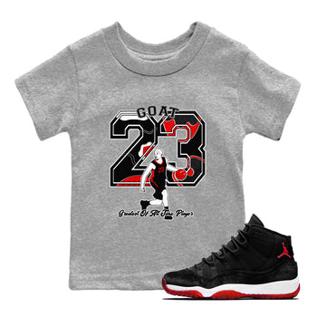 11s Bred Velvet shirts to match jordans Goat Player sneaker match tees Air Jordan 11 Retro Bred Velvet match shoes to clothes SNRT Sneaker Tees Youth Baby Heather Grey 1 tee
