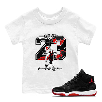 11s Bred Velvet shirts to match jordans Goat Player sneaker match tees Air Jordan 11 Retro Bred Velvet match shoes to clothes SNRT Sneaker Tees Youth Baby White 1 tee