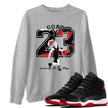 11s Bred Velvet shirts to match jordans Goat Player sneaker match tees Air Jordan 11 Retro Bred Velvet match shoes to clothes SNRT Sneaker Tees unisex cotton Heather Grey 1 shirts