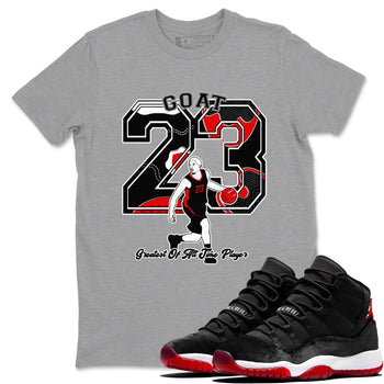 11s Bred Velvet shirts to match jordans Goat Player sneaker match tees Air Jordan 11 Retro Bred Velvet match shoes to clothes SNRT Sneaker Tees unisex cotton Heather Grey 1 shirts