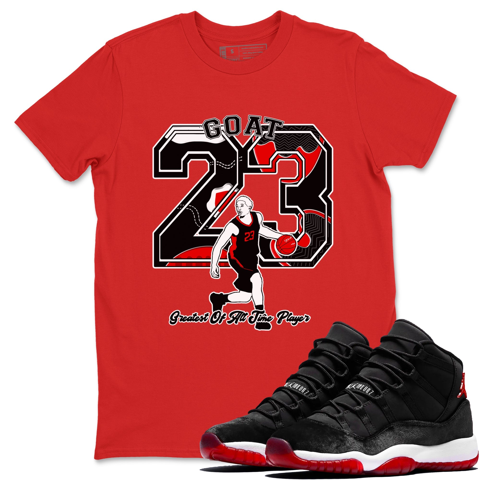 Goat Player SNRT Sneaker Tees Air Jordan 11 Bred Velvet SNRT Sneaker T shirts