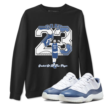 11s Diffused Blue shirts to match jordans Goat Player sneaker match tees Air Jordan 11 Diffused Blue SNRT Sneaker Tees streetwear brand Black 1 unisex cotton tee