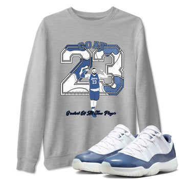 11s Diffused Blue shirts to match jordans Goat Player sneaker match tees Air Jordan 11 Diffused Blue SNRT Sneaker Tees streetwear brand Heather Grey 1 unisex cotton tee