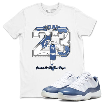 11s Diffused Blue shirts to match jordans Goat Player sneaker match tees Air Jordan 11 Diffused Blue SNRT Sneaker Tees streetwear brand White 1 unisex cotton tee