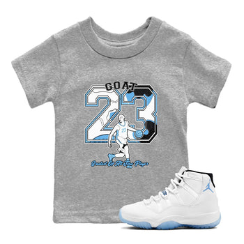 11s Legend Blue shirts to match jordans Goat Player best t shirts to wear with jordans AJ11 Retro Legend Blue match shoes to clothes SNRT Sneaker Tees Youth Baby Heather Grey 1 tee