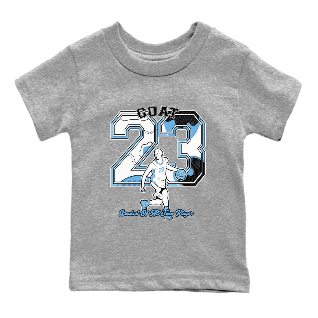 11s Legend Blue shirts to match jordans Goat Player best t shirts to wear with jordans AJ11 Retro Legend Blue match shoes to clothes SNRT Sneaker Tees Youth Baby Heather Grey 2 tee