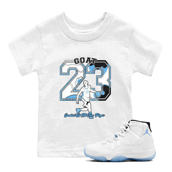 11s Legend Blue shirts to match jordans Goat Player best t shirts to wear with jordans AJ11 Retro Legend Blue match shoes to clothes SNRT Sneaker Tees Youth Baby White 1 tee