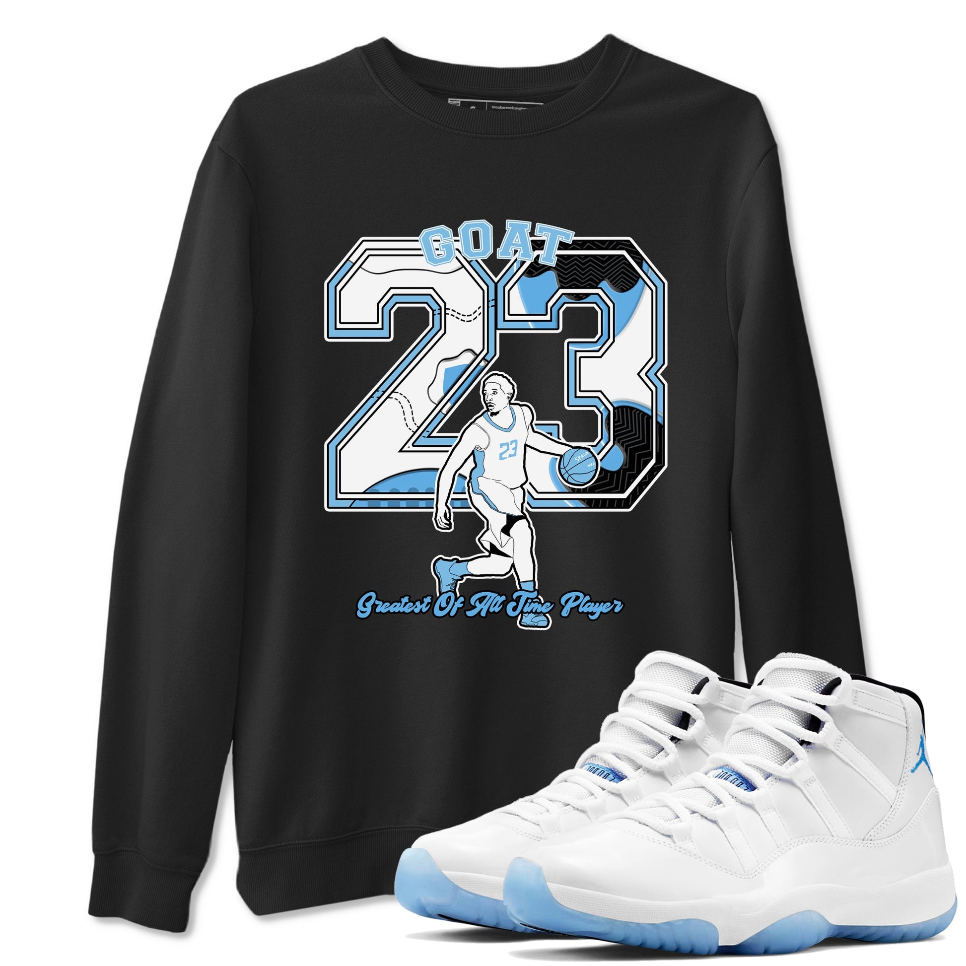 11s Legend Blue shirts to match jordans Goat Player best t shirts to wear with jordans AJ11 Retro Legend Blue match shoes to clothes SNRT Sneaker Tees unisex cotton Black 1 shirts