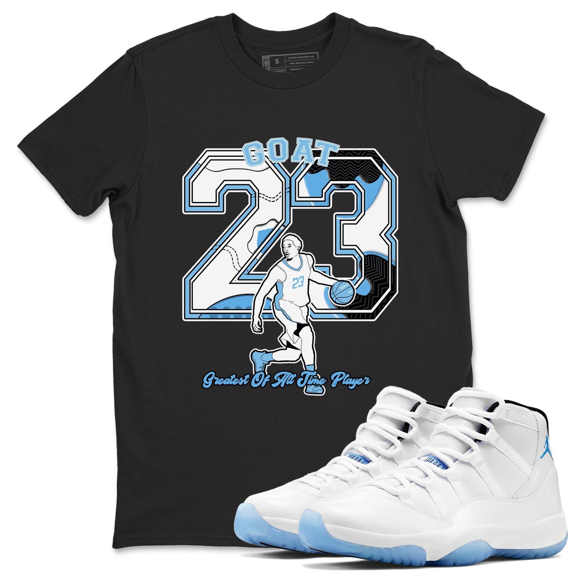 11s Legend Blue shirts to match jordans Goat Player best t shirts to wear with jordans AJ11 Retro Legend Blue match shoes to clothes SNRT Sneaker Tees unisex cotton Black 1 shirts